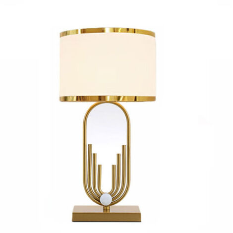 Lampe de table créative, lampe de chevet à monture dorée blanche, lampe de nuit, convient pour salle d'étude, chambre d'enfant, H56cm (lumière chaude)