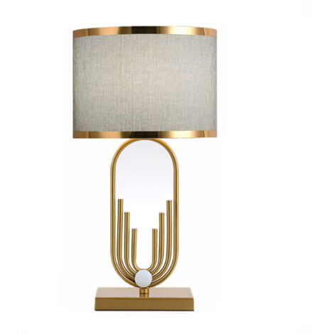Lampe de table élégante à monture grise dorée, lampe de nuit de luxe légère, lampe de chevet de chambre, cadeau d'anniversaire, H56cm (lumière chaude)