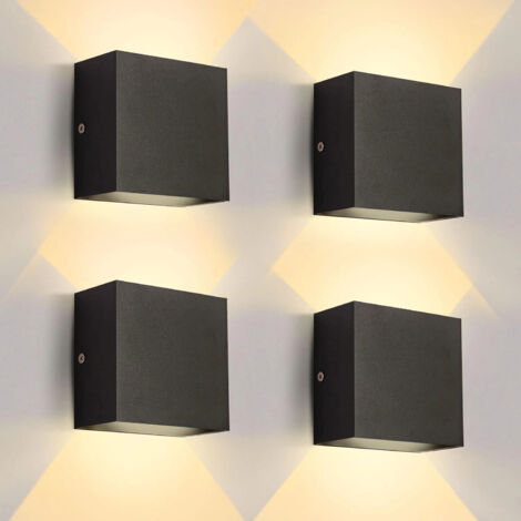 BOMCLAP Lot de 4 appliques murales LED en aluminium, Lampe LED d'intérieur à économie d'énergie, blanc chaud 3000K