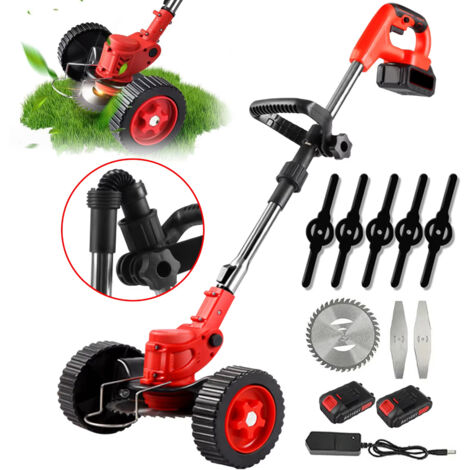 Tondeuse à gazon électrique sans fil 1500W, 12000 tr/min, pliable et réglable, Outils de taille de jardin avec 3 types de lames et 2 batteries
