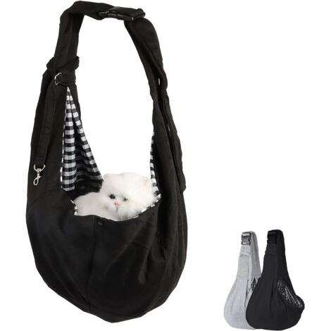 Écharpe de transport mains libres pour animaux de compagnie, avec bandoulière réglable, pour chats de petite et moyenne taille (noir)