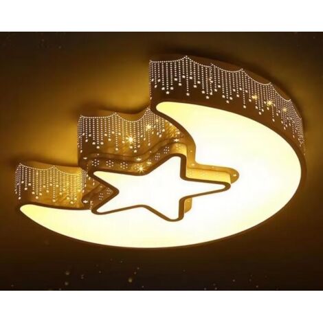 Plafonnier étoile-lune noir, lampe de protection des yeux LED, convient pour chambre à coucher, salon, lumière chaude 220V