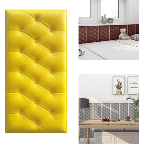 Autocollants muraux décoratifs anti-collision 3D jaunes pour intérieur, coussin, 30 x 60 cm, 10 pièces (1/5)