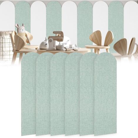 Revêtement Mural 3D Autocollant Épais (0.4 cm) - Lot de 6 Pièces 60x15 cm - Décoration et Protection - pour Chambre d'Enfant et Séjour,Vert (1/5)
