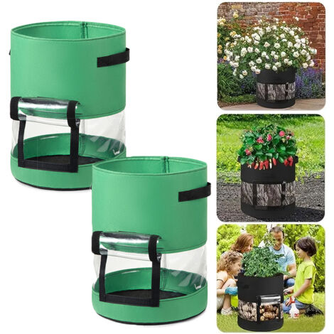 2 pièces Sac à Pommes de Terre 10 Gallons – Également pour Fraises, Tomates Vertes – 35D x 45H – Idéal pour Petits Espaces (1/5)