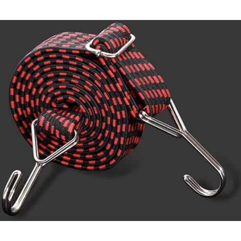 Corde élastique robuste de 5 m avec crochet, tension accrue, idéale pour sécuriser les bagages, le fret et les motos (rouge) (1/5)