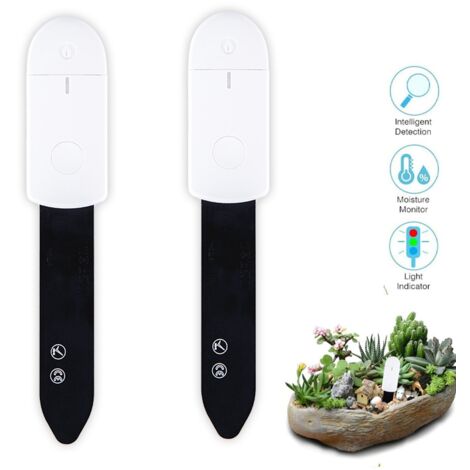 Lot de 2 hygromètres intelligents pour le sol  Testeur de sol avec voyant lumineux  Capteur d'humidité du sol  Hygromètre de sol étanche