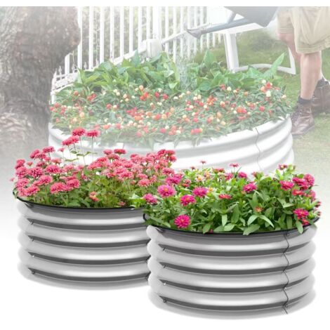 Paquet de 2 parterres de fleurs surélevés galvanisés,2×2×1 pieds,boîtes de plantation de jardin,adaptés à la culture de légumes,de Fruits et de fleurs (1/5)