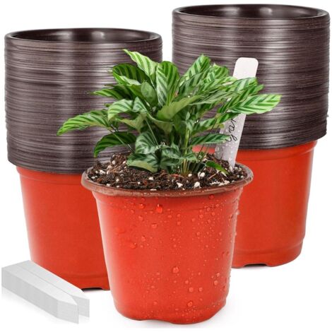 Paquet de 100 pots de pépinière, pots en plastique de 4 pouces, pots de plantes simples pour semer des graines, avec 100 étiquettes (1/5)