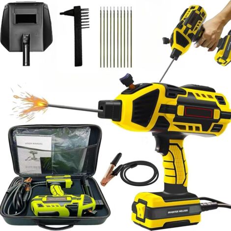 Machine à souder portative, torche de soudage à l'arc portable, avec onduleur IGBT, adaptée aux baguettes de soudage de 2,5/3,2 mm (jaune).