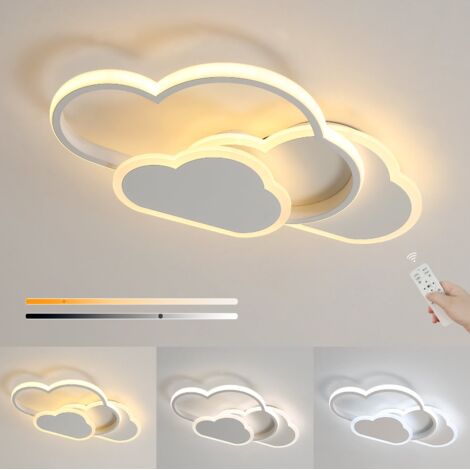 Plafonnier LED à intensité variable 42 W, plafonnier LED à économie d'énergie avec télécommande, plafonnier LED nuage 52 cm, 3 températures de couleur (1/5)