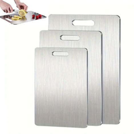 Set de 3 Planches à Découper Inox Double Face - Sécurité Alimentaire, Durable pour Cuisine Professionnelle, Préparation de Repas (1/5)