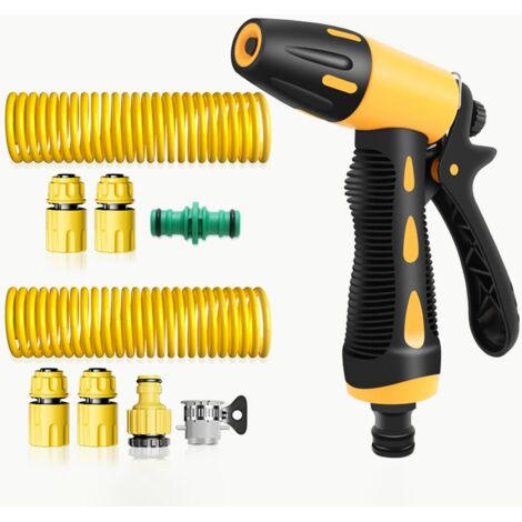 Tuyau d'arrosage avec pistolet à eau haute pression, tuyau d'arrosage télescopique, extensible jusqu'à 30 m, kit de tuyau de lavage de voiture (1/5)