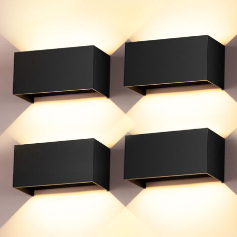 Lot de 4 appliques murales LED 24 W, appliques murales pour usage extérieur/intérieur, faisceau réglable, étanche IP65, lumière blanche chaude 3000 K (1/5)