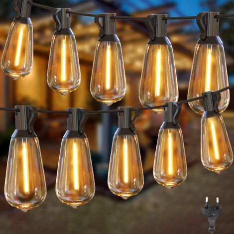 Guirlande lumineuse d'extérieur de 15,2 m, Lampe de jardin étanche IP45 avec 25+1 ampoules LED ST38, Lumières décoratives extérieures de Noël (1/5)