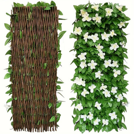 Clôture Décorative Extensible 40cm - Plantes Artificielles Réalistes (Lierre & Orchidées)Anti-UV Idéal Décoration Mariage, Fête, Jardin et Terrasse (1/5)