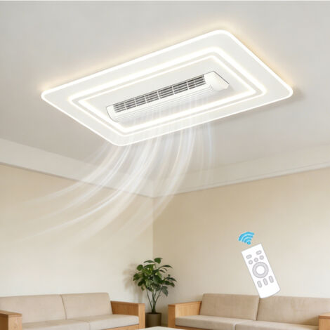 Ventilateur de Plafond avec Luminaire LED Sans Pale, 3 Couleurs Dimmable Télécommande, Plafonnier Moderne 120W pour Salon Chambre,92x58cm
