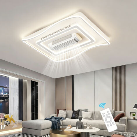 Ventilateur de Plafond avec Luminaire LED Sans Pale, Luminaire LED Dimmable 3 Modes, Télécommande, 150W pour Séjour Bureau,105x65cm