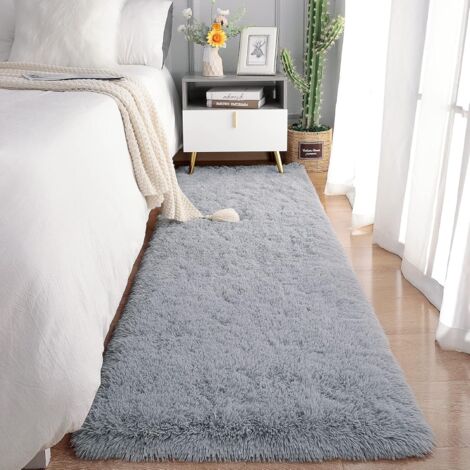 Tapis moelleux haute laine 160x200 cm, Grand Tapis de Salon Chambre à Coucher, Tapis Shaggy épais et confortable, Gris Clair (1/5)