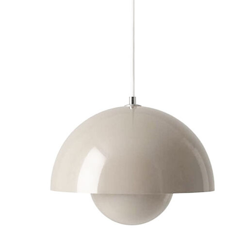 Lustre, suspension moderne, plafonnier suspendu avec ampoule, luminaires de décoration intérieure, lumière chaude, 23 cm (gris) (1/5)