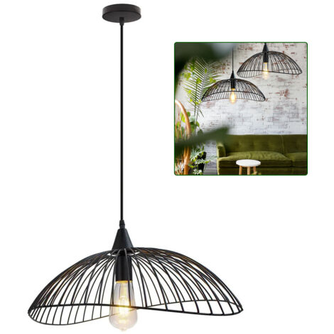 Suspension industrielle en métal, Lustre chapeau minimaliste, Plafonnier avec ampoule, Suspension créative, Lumière chaude 3000 K, φ25 cm (1/5)