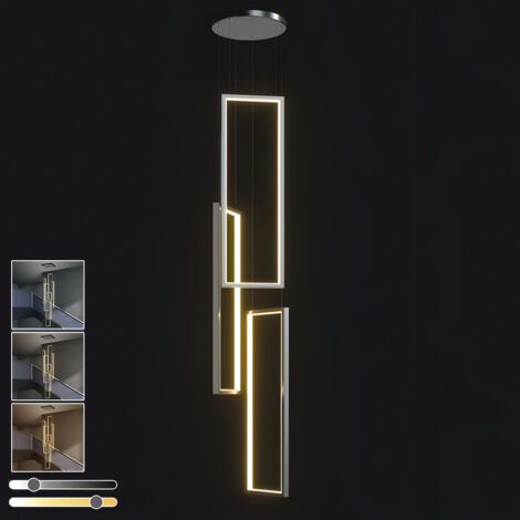 Lustre 100W avec Télécommande, Luminaire Suspendu LED à 3 Lumières Rectangulaires, Plafonnier à Gradation Continue, 3 Températures de Couleur, Noir (1/5)