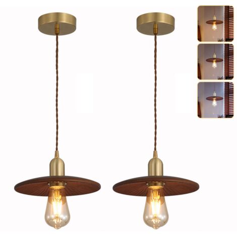 Lot de 2 lustres, Suspension style milieu du siècle, Plafonnier suspendu, Suspension en métal, 3 températures de couleur réglables, 22 cm x 15 cm (1/5)