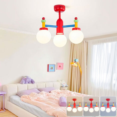 Lustre, Suspension Vintage, Plafonnier Couleur, Suspension Métal Avec abat-jour en verre et 3 ampoules, 3 températures de couleur réglables (1/5)