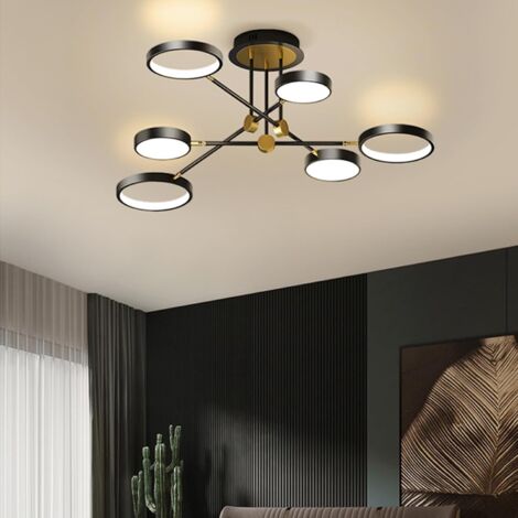 Lustre LED à 6 têtes avec télécommande, plafonnier LED à intensité variable 72 W, suspension, 3 températures de couleur (3 000 K-6 000 K), 100 cm (1/5)