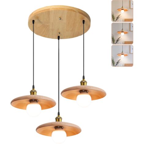 Suspension, Lustre à 3 têtes avec ampoule, Plafonnier vintage, Lampe de chevet, Lampe d'îlot, 3 températures de couleur réglables, Hauteur réglable (1/5)