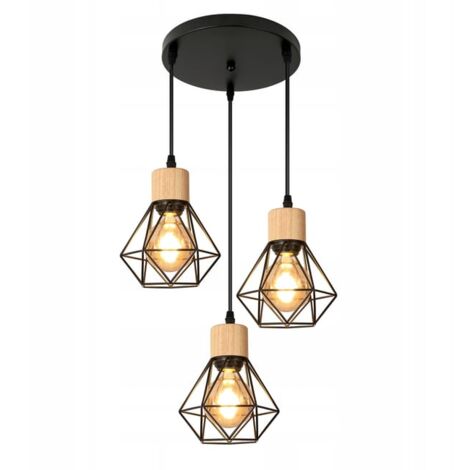 Lustre industriel, plafonnier cage en métal noir, suspension vintage, lampe suspendue, longueur de corde de suspension réglable (sans ampoule) (1/5)