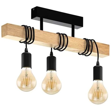 Lustre à 3 têtes, suspension vintage, plafonnier rustique, suspension en métal, éclairage d'îlot, hauteur réglable, 55 cm
