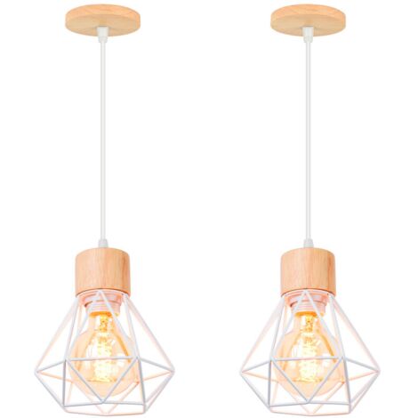 Lot de 2 lustres industriels, plafonniers cage en métal, suspension vintage, lampe suspendue, longueur de corde de suspension réglable (sans ampoule) (1/5)