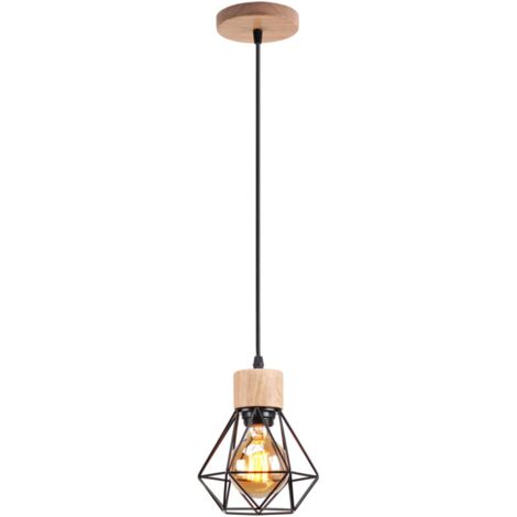 Lustre industriel, plafonnier cage en métal, suspension vintage, lampe suspendue avec ampoule chaude, longueur de corde de suspension réglable