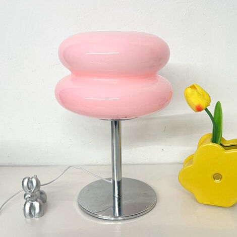Lampe de table LED, lumière d'ambiance rétro en verre, lampe de bureau mignonne, lampe de chevet USB, 3 températures de couleur (rose) (1/5)