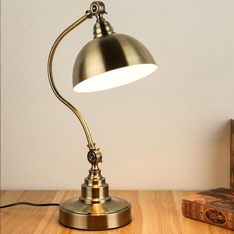 Lampe de table rétro en métal, lampe de chevet, lampe de bureau d'ambiance, veilleuse, 55 cm (bronze) (1/5)