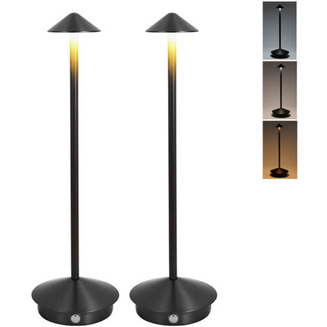 Lot de 2 lampes de table LED sans fil, lampe de bureau rechargeable à intensité variable, lampe de chevet tactile, 3 températures de couleur (1/5)