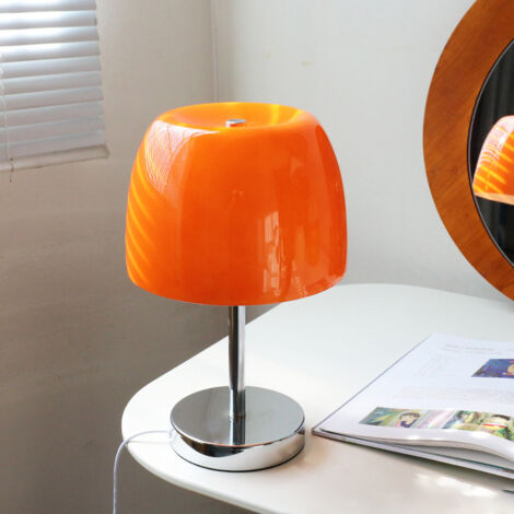Lampe de table rétro, lampe de chevet de style Bauhaus, lampe de bureau en verre, lampe de table d'ambiance décorative (blanc chaud) (1/5)