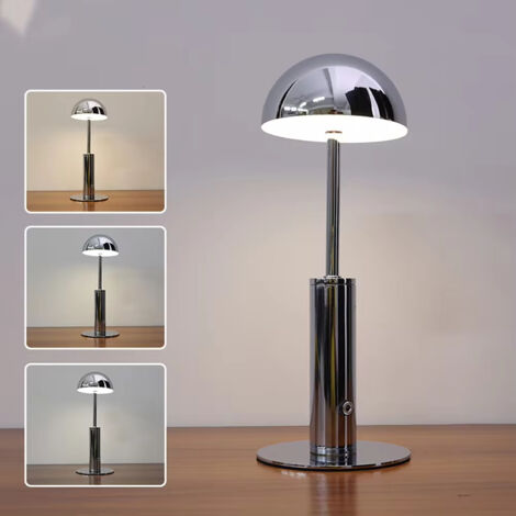 Lampe de table LED sans fil, lampe de bureau rechargeable, gradation continue à 3 couleurs, lumière ambiante à commande tactile, cuivre (1/5)