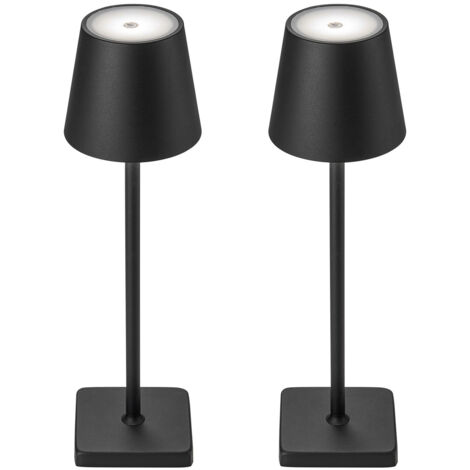 Lampes de table sans fil, lampe de bureau à intensité variable, lampe tactile LED rechargeable, alimentée par batterie 5200 mAh, IP54, noir, 2 pièces (1/5)