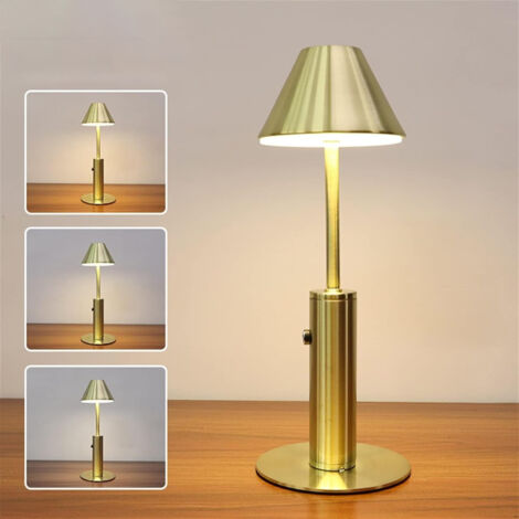 Lampe de table LED sans fil, lampe de bureau rechargeable, gradation continue à 3 couleurs, lumière ambiante à commande tactile, chrome (1/5)
