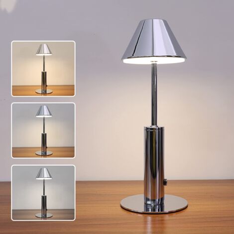 Lampe de table LED sans fil, lampe de bureau rechargeable, gradation continue à 3 couleurs, lumière ambiante à commande tactile, cuivre (1/5)
