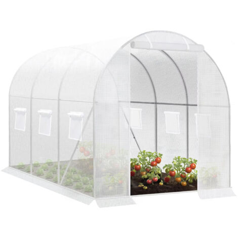 Serre de jardin extérieure en aluminium,serre tunnel robuste,avec 6 fenêtres d'aération en filet et porte roulante zippée,300x200 x190cm,BEAFACE (1/5)