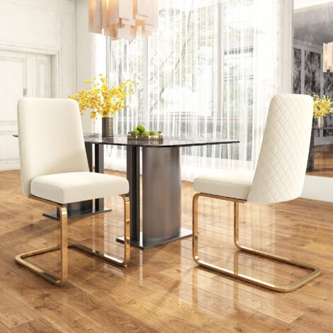 Fauteuil de salon en métal, set de 2 pièces. Design luxueux. Conçu pour être utilisé dans le salon ou la chambre à coucher. Structure en métal doré. Pieds en métal de couleur beige.[Code de produit an (1/5)