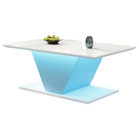100×50×46 cm. Table de salon de forme spéciale. Bureau à café avec des lumières LED. Table de salon brillante. Tablette pour le canapé. Tablette d’appoint. Conçu pour des espaces restreints. Couleur b (1/5)