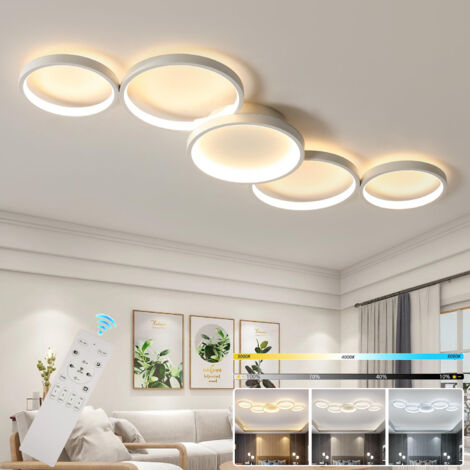 Plafonnier LED moderne, lustre LED rond à 5 têtes, suspension LED à économie d'énergie, plafonnier en métal, 3 températures de couleur (3000K-6000K) (1/5)