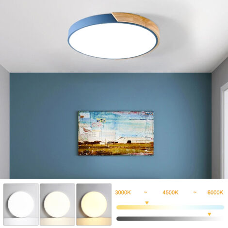 Plafonnier LED à intensité variable 30 cm, Plafonnier moderne en métal avec télécommande, lumières décoratives bleues 24 W, 3 températures de couleur (1/5)