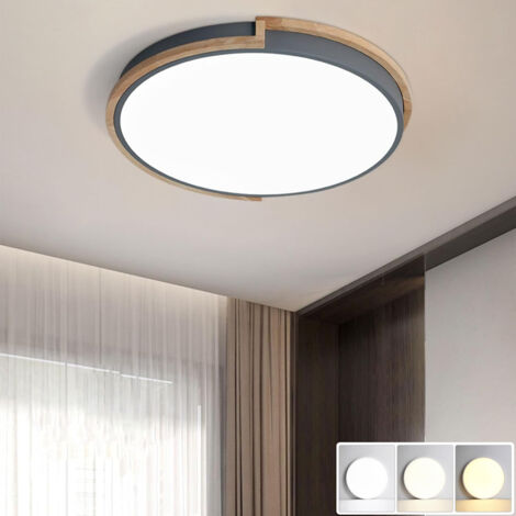 Plafonnier LED 50 cm, plafonnier moderne à encastrer, lumière décorative grise, luminaires à proximité du plafond, 3 températures de couleur