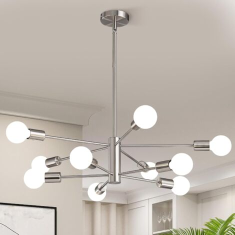 Lustre moderne Spoutnik, plafonnier 10 lumières style milieu du siècle, suspension industrielle rétro, lustre, lumière chaude (avec ampoules) (1/5)