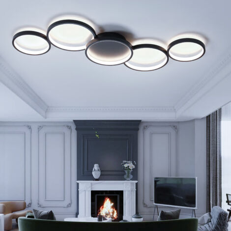 Plafonnier LED moderne, lustre LED rond à 5 têtes, suspension LED à économie d'énergie, plafonnier en métal, plafonnier suspendu, lumière blanche (1/5)